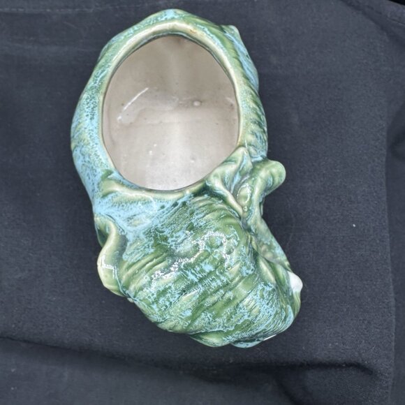 Vintage Green Drip Glaze Elephant Planter Mid Century Ceramic - Picture 7 of 12